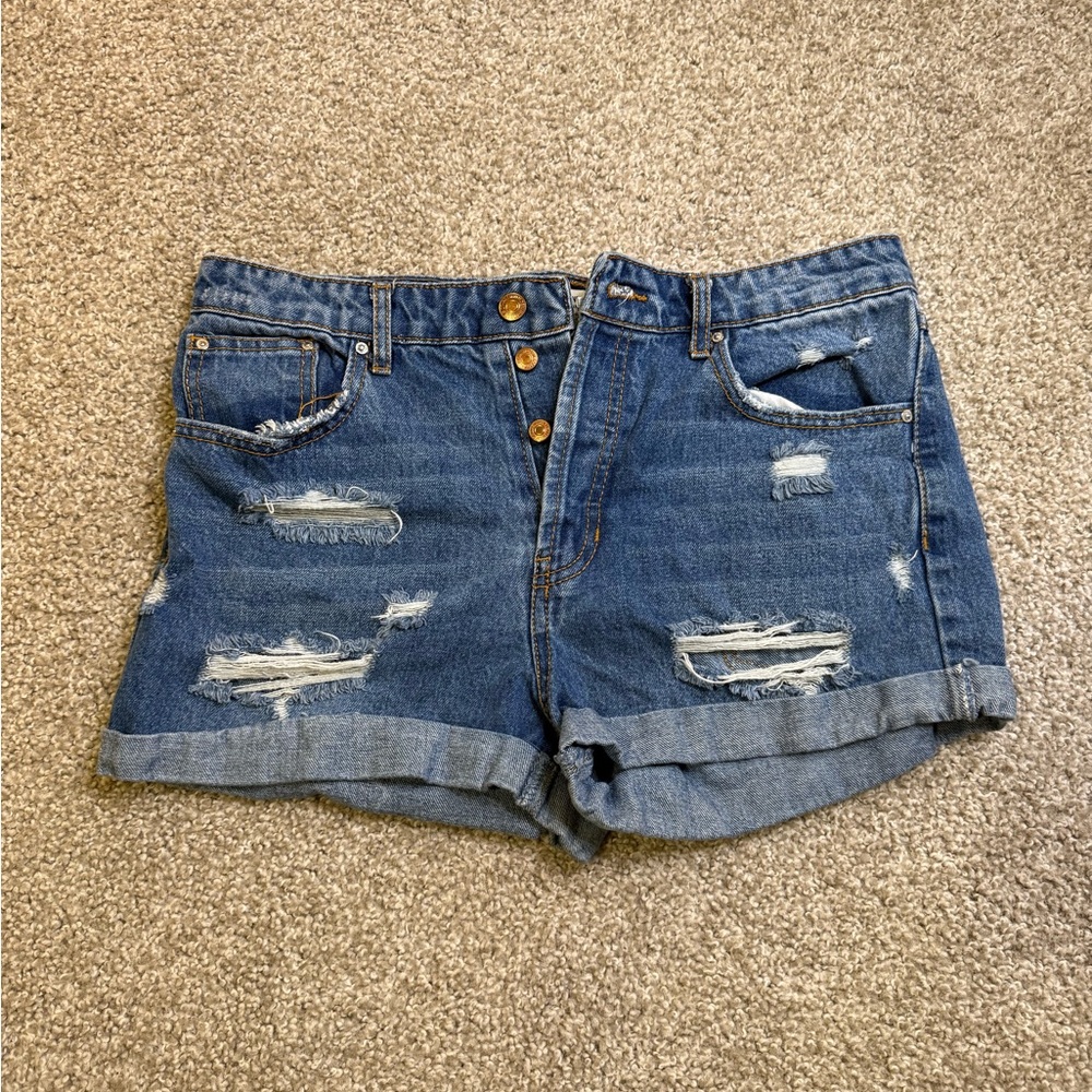 Forever 21 Blue Distressed Jean Shorts